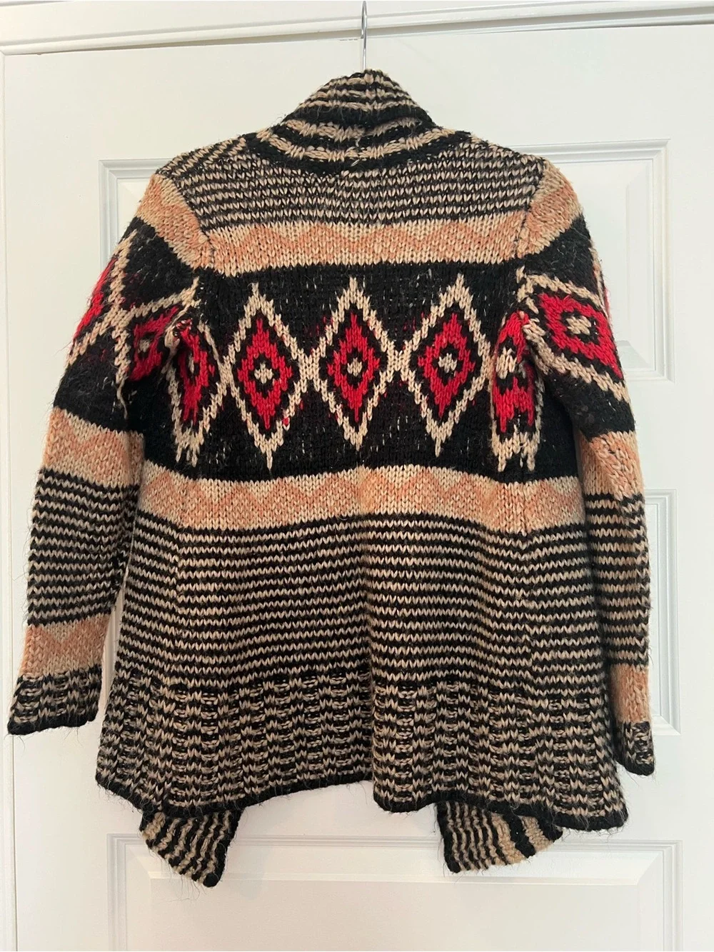 Pink Republic Southwestern Aztec Open Front Chunky Knit Cardigan Sweater Medium